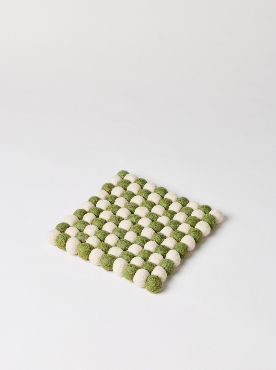 Artisan Felt Pom Pom Trivet - Natural & Moss - Image 4
