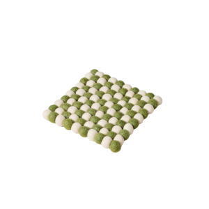 Artisan Felt Pom Pom Trivet - Natural & Moss